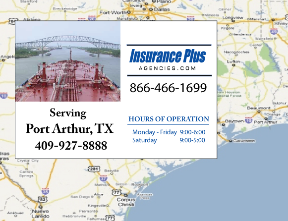 Las Agencias de Insurance Plus de Texas (409)927-8888 son su Agente de Aseguranza de Responsabilidad Civil para Daños a Terceros para Carros en Port Arthur, Texas.
