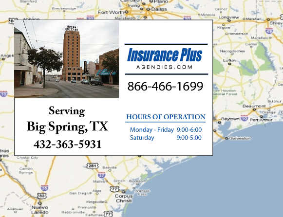 Insurance Plus Agencies (432) 363-5931 is your local Progressive office in Big Spring, TX.