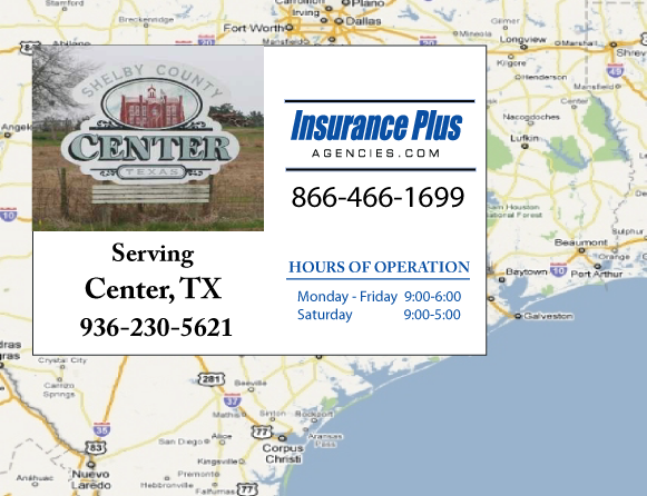 Insurance Plus Agencies of Texas (936) 230-5621 is your local Homeowner & Renter Insurance Agent in Center, Texas.