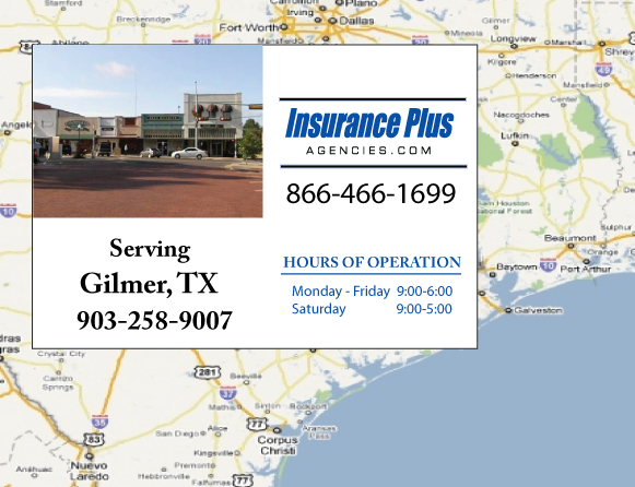 Insurance Plus Agencies of Texas (903) 258-9007 is your local Homeowner & Renter Insurance Agent in Gilmer, Texas.