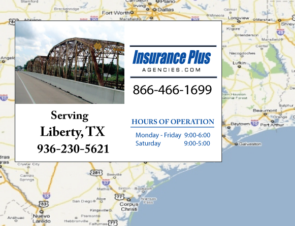 Insurance Plus Agencies of Texas (936) 230-5621 is your local Homeowner & Renter Insurance Agent in Liberty, Texas.