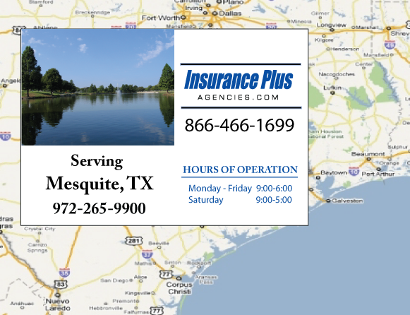 Las Agencias de Insurance Plus de Texas (972)265-9900 son su Agente de Aseguranza de Responsabilidad Civil para Daños a Terceros para Carros en Mesquite, Texas.